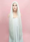 Straight Yaki White Lace Front Synthetic Wig LF701B