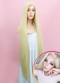 Straight Yaki Blonde Lace Front Synthetic Wig LF701E