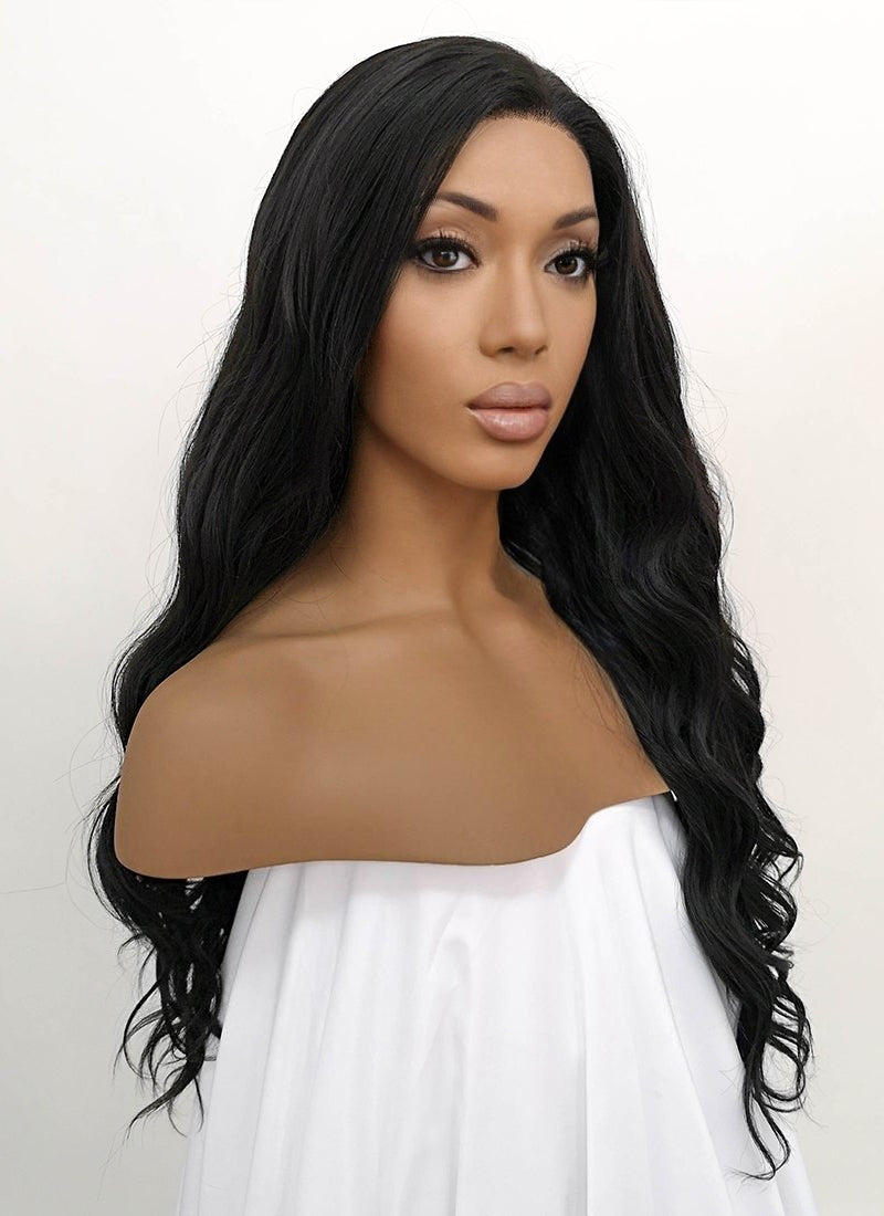 Wavy Natural Black Lace Front Synthetic Wig LFB095