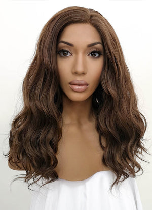 Dark Brown Wavy Lace Front Synthetic Wig LFB1265