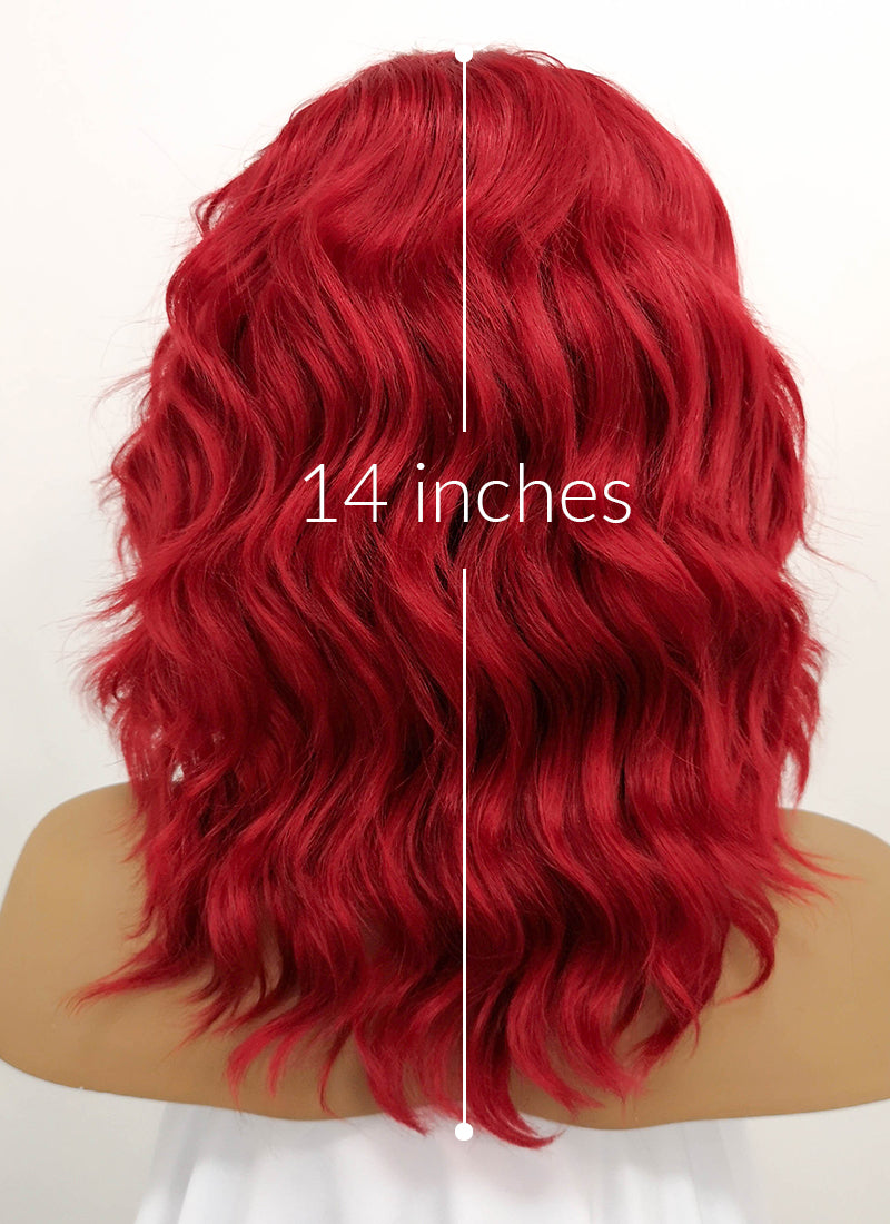 Red Wavy Lace Front Synthetic Wig LFB408 - Wig Is Fashion Australia