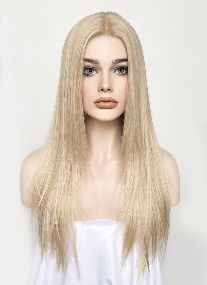 Ash Blonde Straight Lace Front Synthetic Wig LFK5536A