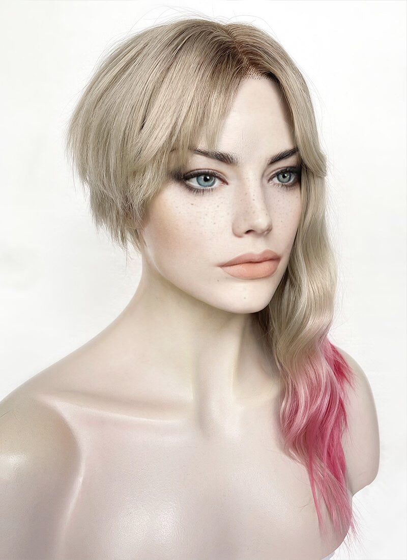 Spider-Man: Across the SpiderVerse Gwen Stacy Blonde Pink Ombre With Dark Roots Wavy Lace Front Synthetic Wig LFK5548