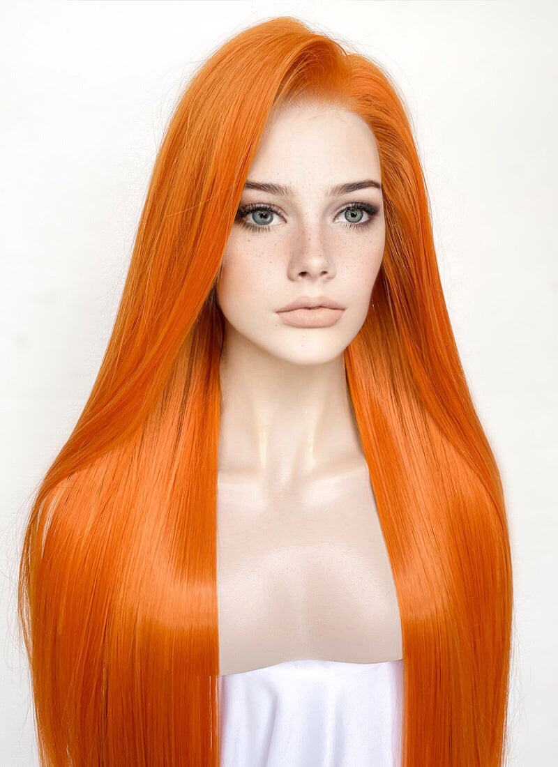 Orange Straight 13" x 6" Lace Top Kanekalon Synthetic Wig LFS025