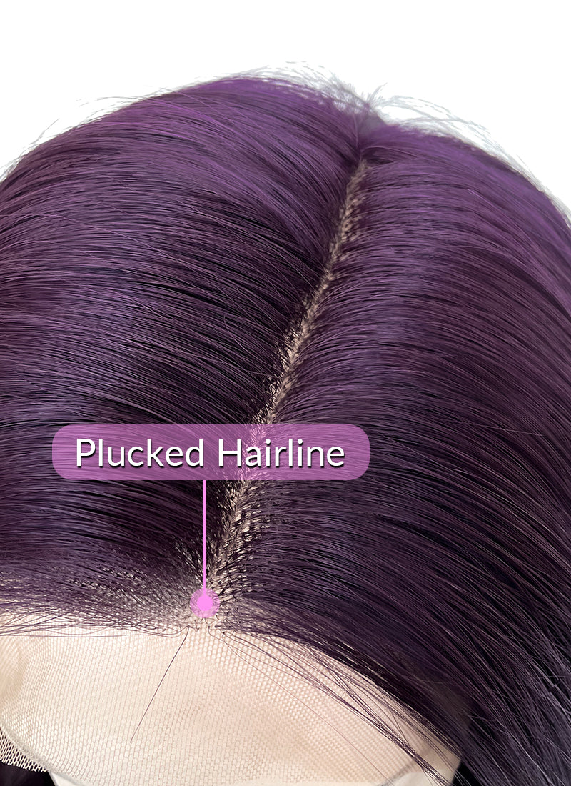 Dark Purple Straight 13" x 6" Lace Top Kanekalon Synthetic Wig LFS026