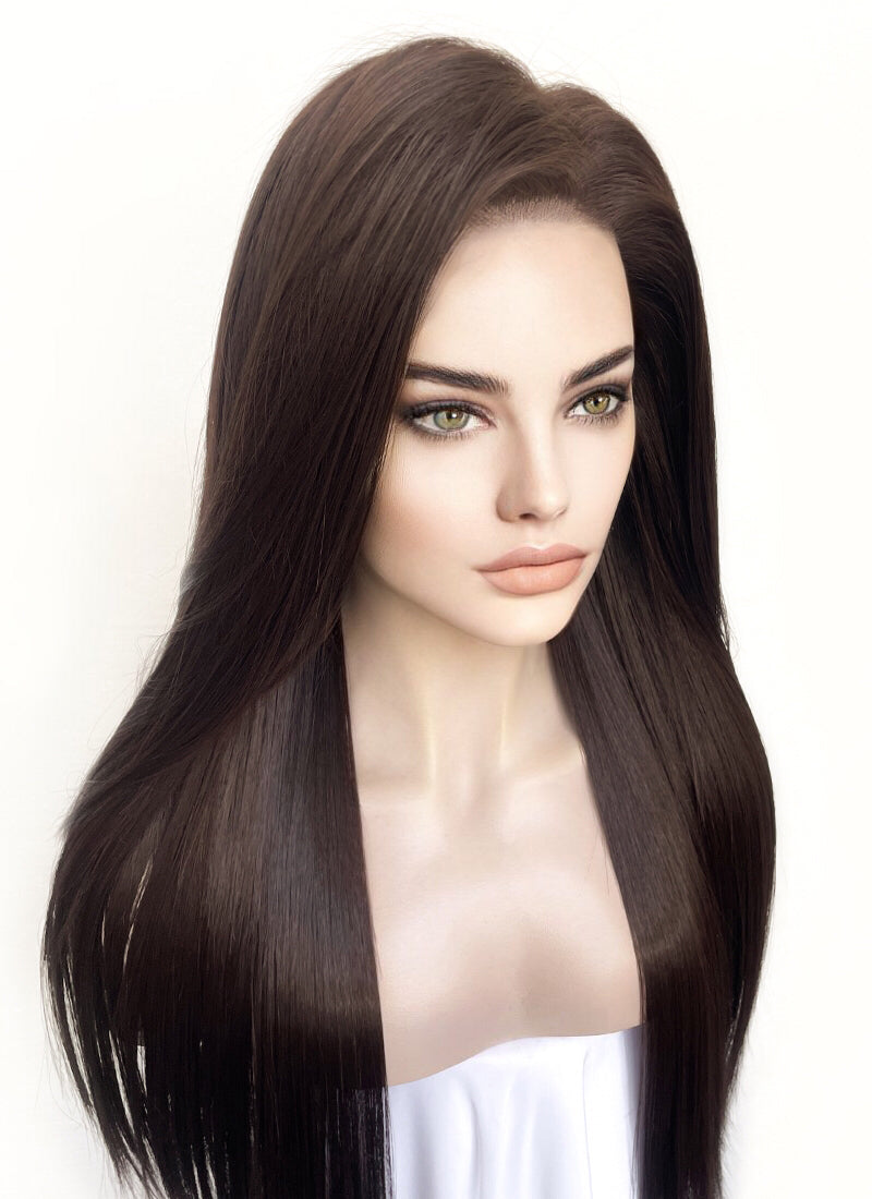 Brunette Straight 13" x 6" Lace Top Kanekalon Synthetic Hair Wig LFS027