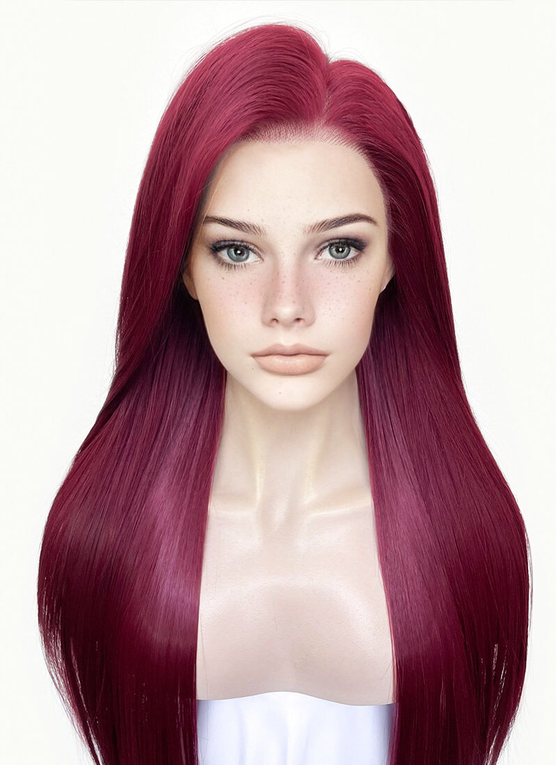 Burgundy Straight 13" x 6" Lace Top Kanekalon Synthetic Wig LFS031