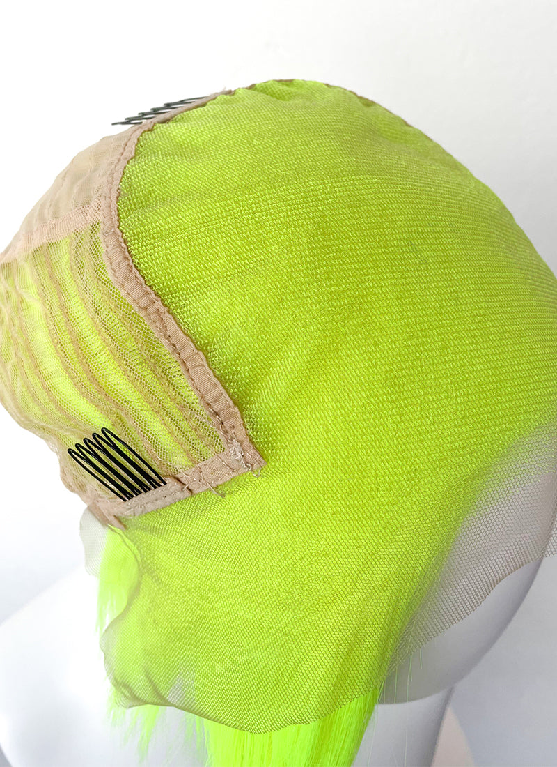 Neon Green Straight Bob 13" x 6" Lace Top Synthetic Wig LFS032