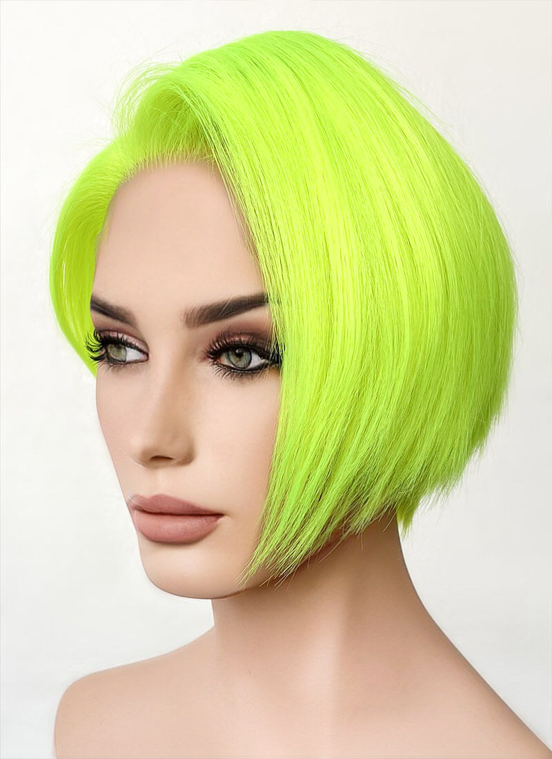 Neon Green Straight Bob 13" x 6" Lace Top Synthetic Wig LFS032