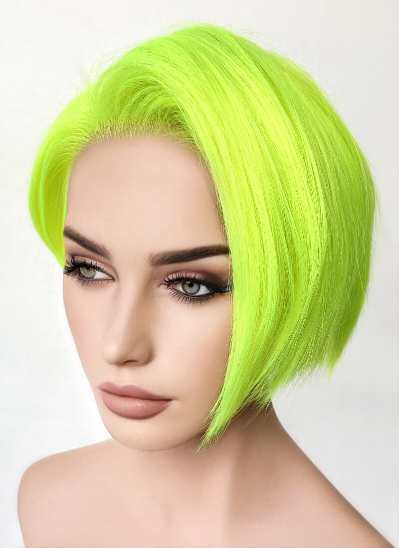 Neon Green Straight Bob 13" x 6" Lace Top Synthetic Wig LFS032