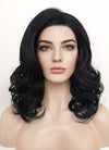 Jet Black Wavy Lace Front Synthetic Wig LF257