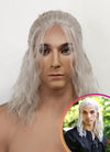 The Witcher Geralt of Rivia Silver Grey Curly Lace Front Synthetic Men's Wig LFX5127