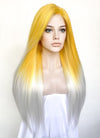 Yellow White Ombre Straight Yaki Lace Front Synthetic Wig LN6026
