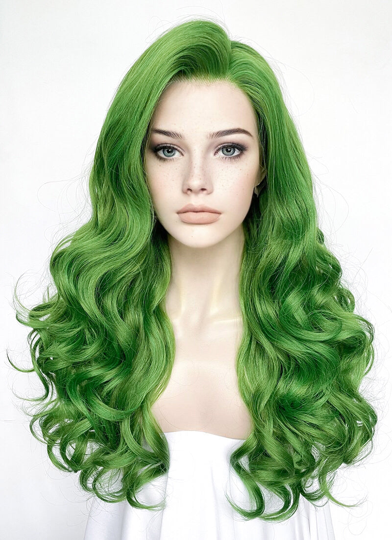 Green Wavy Yaki Lace Front Synthetic Hair Wig LN6033