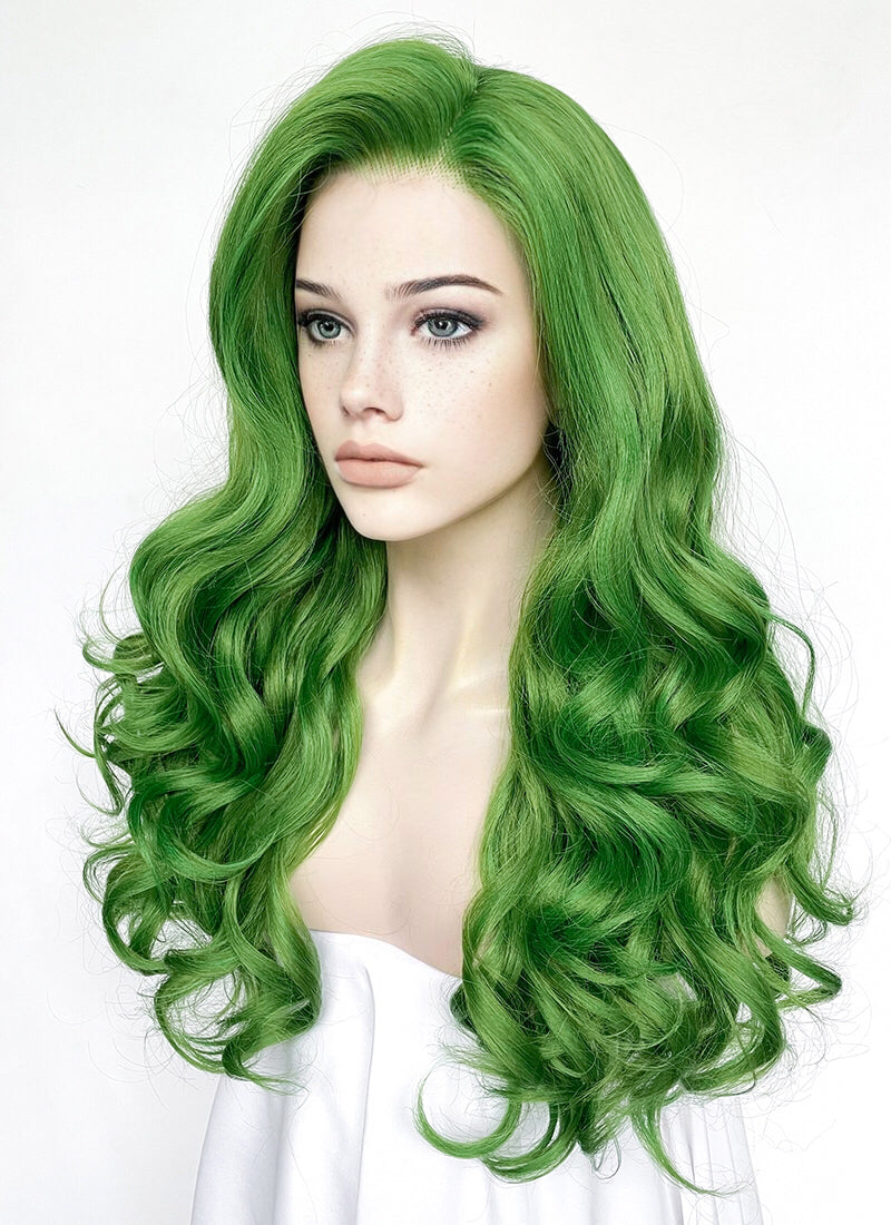 Green Wavy Yaki Lace Front Synthetic Hair Wig LN6033