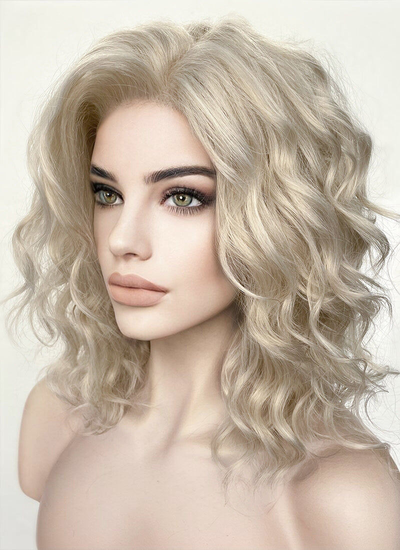 Pastel Ash Blonde Wavy Lace Front Synthetic Wig LW4017