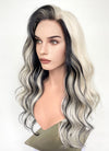 Platinum Blonde Mixed Black Wavy Lace Front Synthetic Wig LW4027