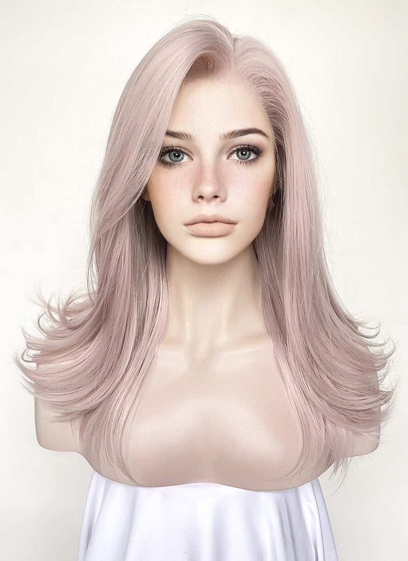 Pastel Pale Plum Wavy Lace Front Synthetic Wig LW4028