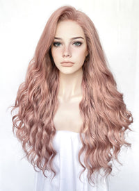 Pastel Pale Plum Wavy Lace Front Synthetic Wig LW4034