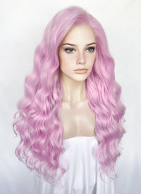 Pinkish Purple Wavy Lace Front Synthetic Wig LW4035