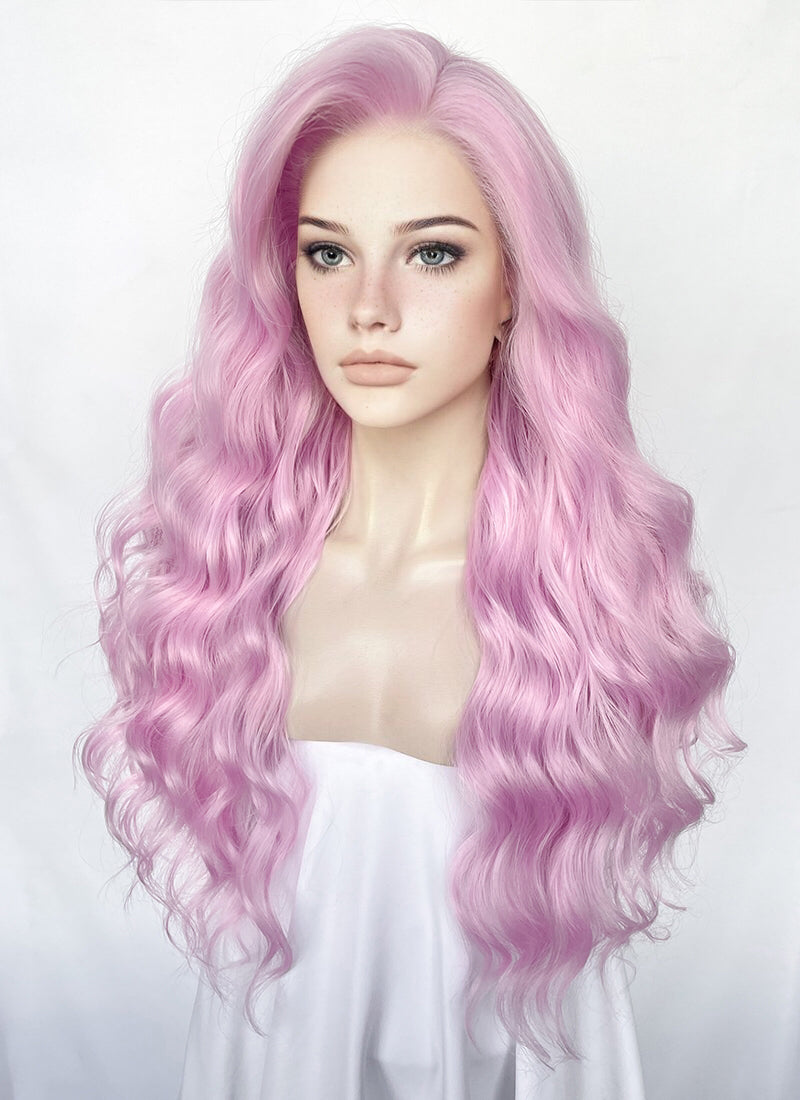 Pinkish Purple Wavy Lace Front Synthetic Wig LW4035