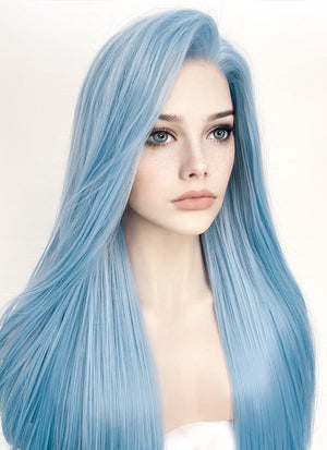 Pastel Blue Straight Lace Front Synthetic Wig LW769B