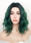 Green With Dark Roots Wavy Bob Synthetic Wig NL016