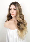 Brown Blonde Ombre With Dark Roots Wavy Synthetic Wig NL058