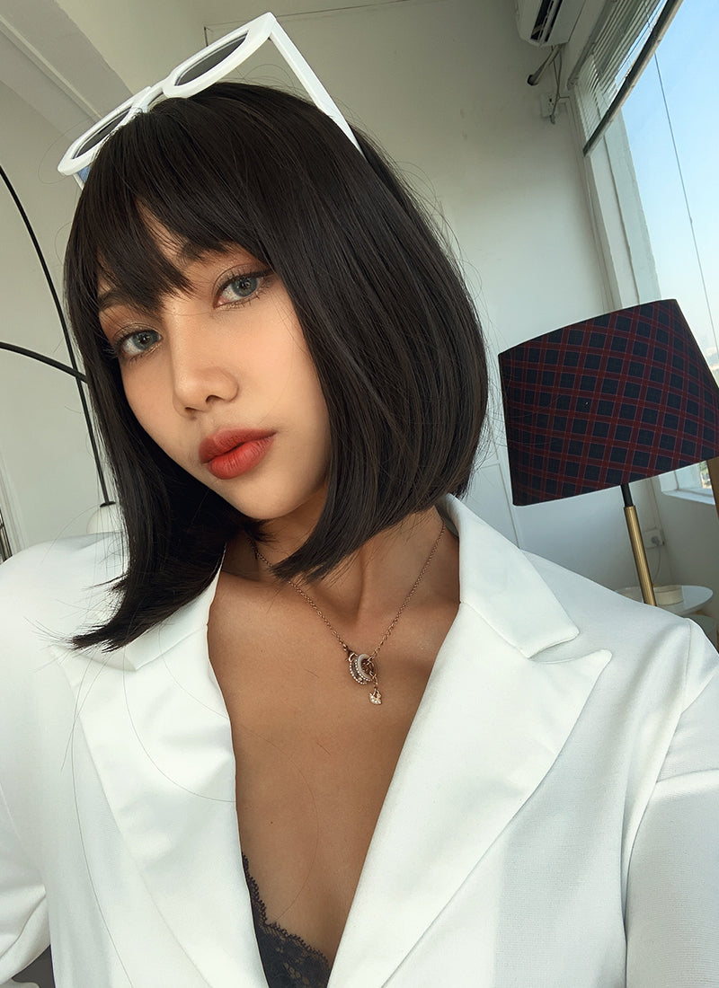 Brunette Straight Bob Synthetic Hair Wig NS049