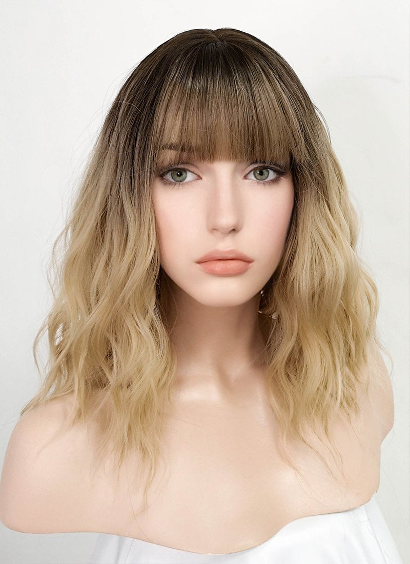 Blonde With Dark Roots Wavy Synthetic Wig NS176