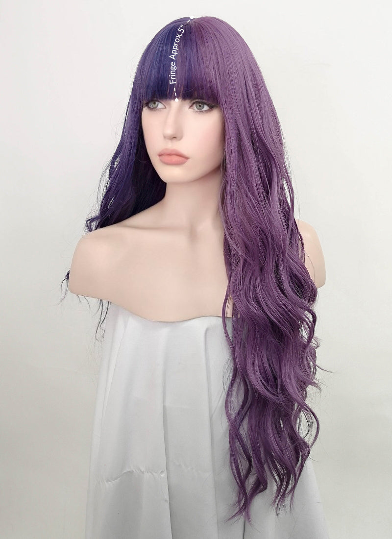 Two Tone Purple Split Gemini Color Wavy Synthetic Wig NS202