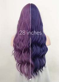 Two Tone Purple Split Gemini Color Wavy Synthetic Wig NS202