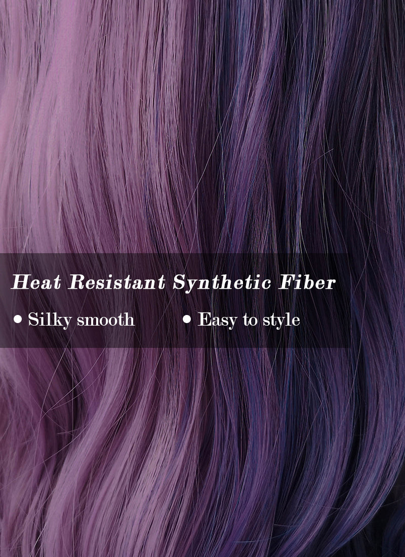 Two Tone Purple Split Gemini Color Wavy Synthetic Wig NS202