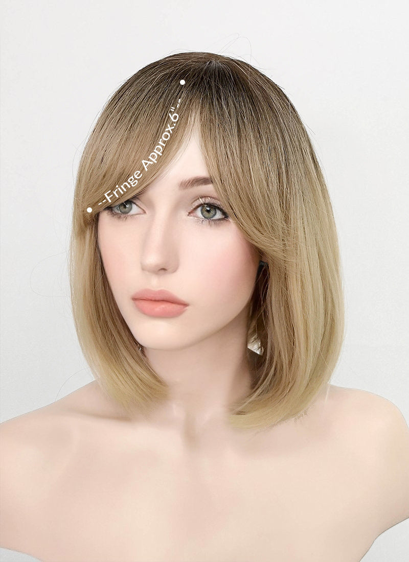 Blonde With Dark Roots Straight Bob Synthetic Wig NS218