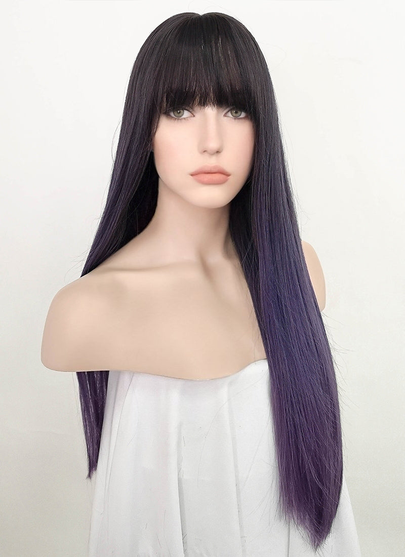 Two Tone Purple Straight Synthetic Wig NS240