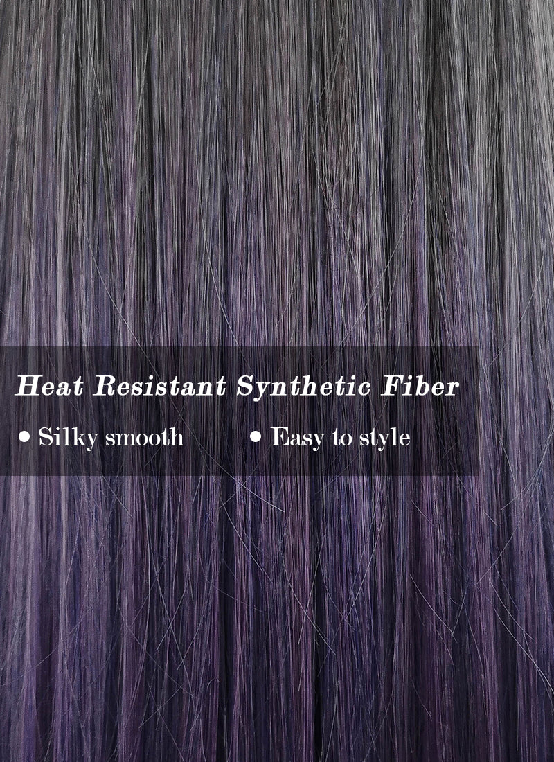 Two Tone Purple Straight Synthetic Wig NS240