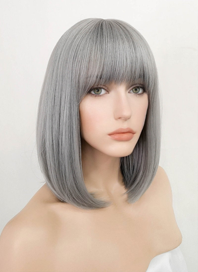 Grey Straight Bob Synthetic Hair Wig NS257