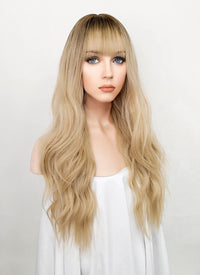 Blonde With Dark Roots Wavy Synthetic Wig NS377