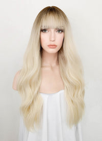 Blonde With Brown Roots Wavy Synthetic Wig NS381