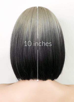 Ash Blonde Black Ombre Straight Bob Synthetic Hair Wig NS395