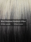Ash Blonde Black Ombre Straight Bob Synthetic Hair Wig NS395