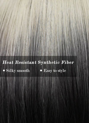 Ash Blonde Black Ombre Straight Bob Synthetic Hair Wig NS395