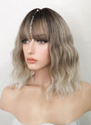 Two Tone Blonde Ombre with Dark Roots Wavy Bob Synthetic Hair Wig NS398