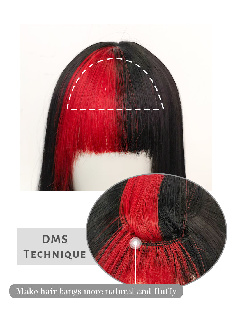 Black Red Ombre Straight Synthetic Wig NS408