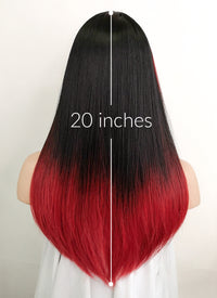 Black Red Ombre Straight Synthetic Wig NS408