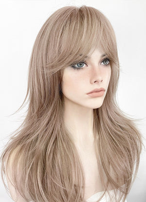Pinkish Blonde Wavy Synthetic Hair Wig NS417