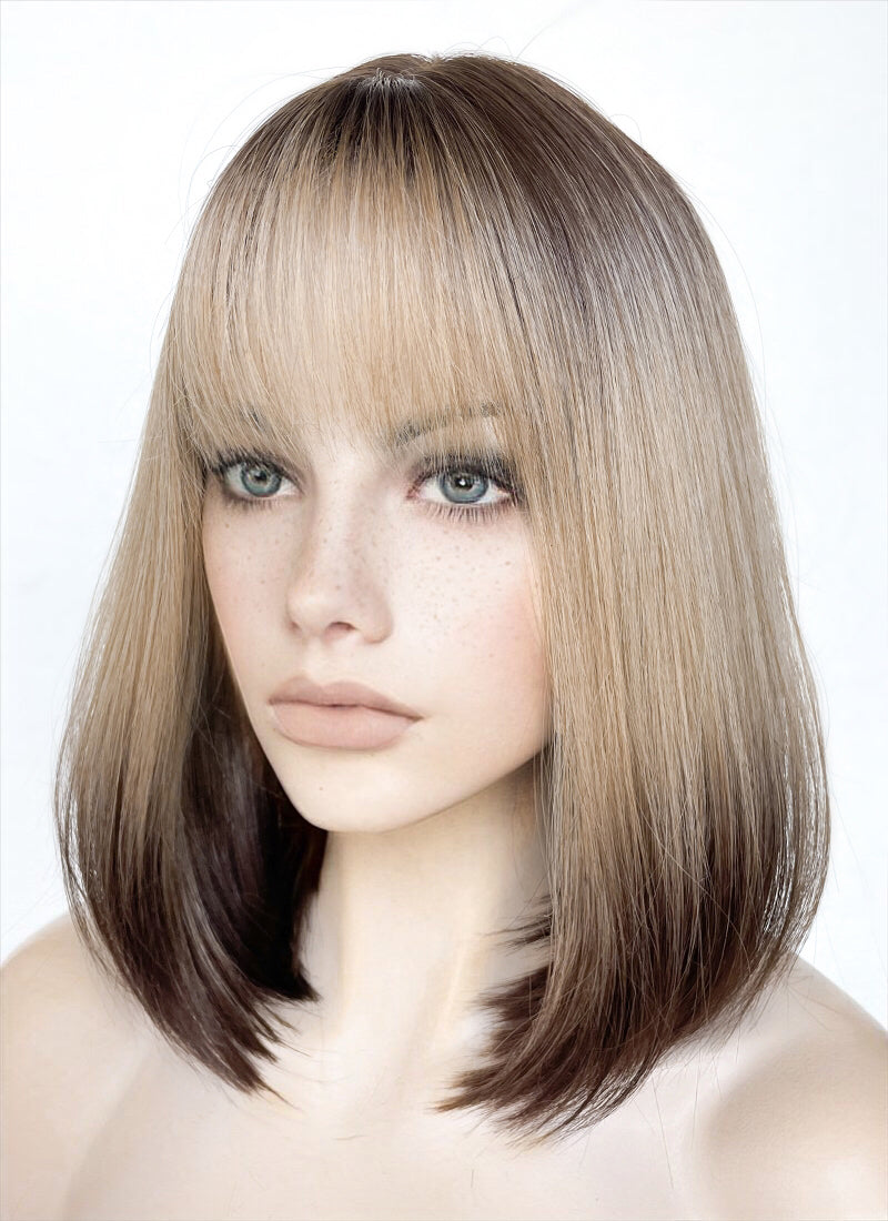 Blonde Brown Ombre Straight Bob Synthetic Wig NS419