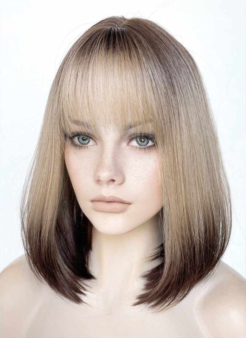 Blonde Brown Ombre Straight Bob Synthetic Wig NS419