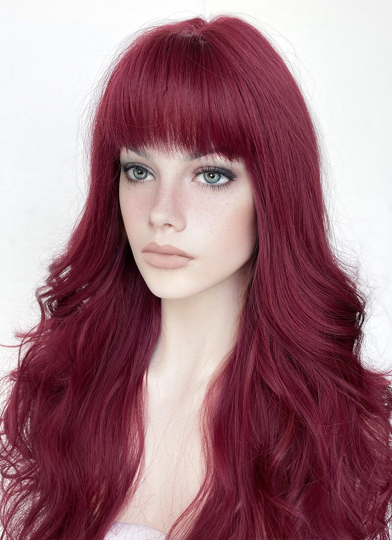 Reddish Purple Wavy Synthetic Hair Wig NS423