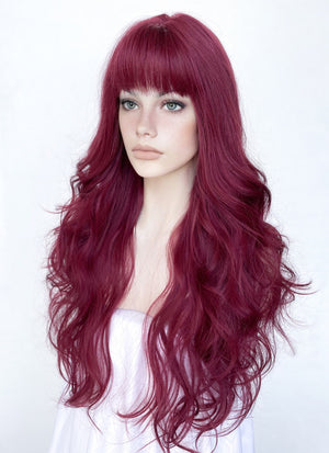 Reddish Purple Wavy Synthetic Hair Wig NS423